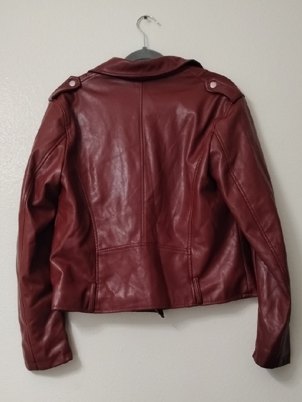 Forever 21 Burgundy Faux Leather Moto Jacket - Picture 8 of 12
